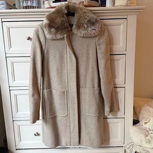 Lauren Ralph Lauren Petite Wool Blend Coat with Faux Fur Colla